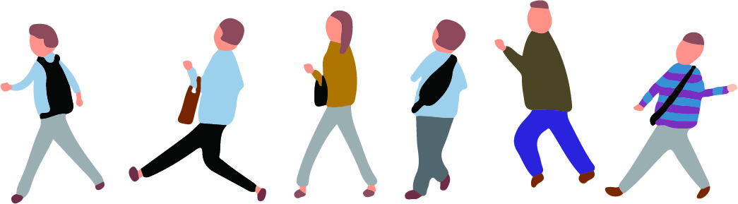 人々が歩くイラスト